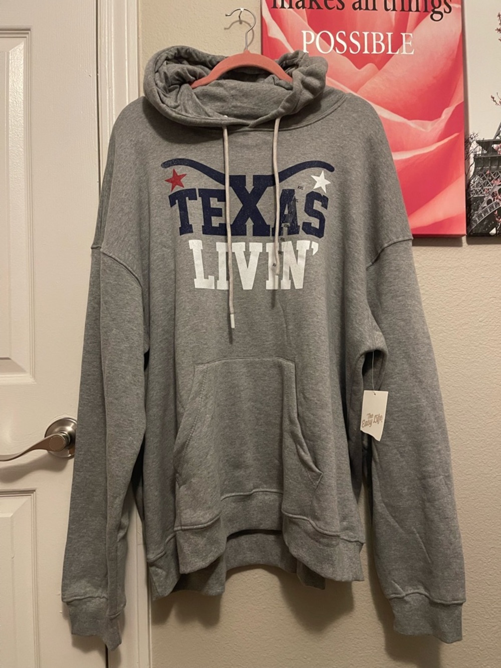Plus Size unisex Texas Livin' Gray Pullover Hoodie size XXL NEW